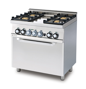 Kuchnia gazowa 4-palnikowa z piekarnikiem elektrycznym, GN 1/1, 21.05 kW, 800x600x900 mm, inox | RMGASTRO, CFM4 - 68 GEM