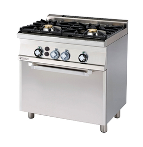 Kuchnia gazowa WOK z piekarnikiem 2-palnikowa, 21 kW, 800x600x900 mm, inox, czarna | RMGASTRO, CF2 - 68 G WOK