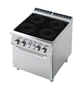 Kuchnia ceramiczna 4-płytowa z piekarnikiem elektrycznym GN 1/1, 18,92 kW, 800x900x900 mm, inox, czarna | RMGASTRO, CFVC4 - 98 ET