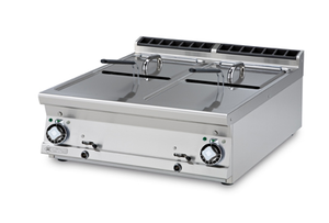 Frytownica elektryczna dwukomorowa 2x 13 l z kranem spustowym, nastawna, 23,9 kW, 400 V, 800x900x280 mm | RMGASTRO, F2/13T - 98 ET