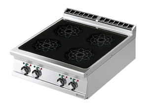 Kuchnia indukcyjna 4-płytowa, 20 kW, 800x900x280 mm, inox, czarna | RMGASTRO, PCIT - 98 ET