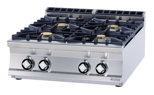 Kuchnia gazowa 4-palnikowa, 28 kW, 800x900x280 mm, inox, czarna | RMGASTRO, ﻿PCT - 98G