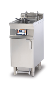 Frytownica elektryczna jednokomorowa 25 l z kranem spustowym, panelem cyfrowym, automatycznym filtrowaniem gorącego oleju i automatycznym podnoszeniem kosza, 22,65 kW, 400 V, 400x900x900 mm | RMGASTRO, F25-94ETDPS