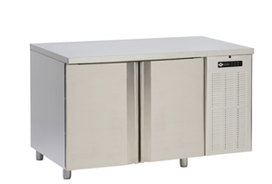 Stół chłodniczy czteroszufladowy ze zlewem i rantem, 0.32 kW, 1380x700x850 mm, 230 V | RMGASTRO, SCH-2D-4Z+DR