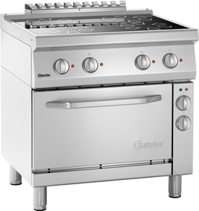 Kuchnia elektryczna z 4 polami grzewczymi z piekarnikiem elektrycznym, 800x700x850 mm | BARTSCHER, 287431