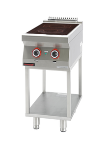 Kuchnia elektryczna ceramiczna 2 pola 1x2,1 kW + 1x2 kW na podstawie szkieletowej, 400x700x900 mm | KROMET, 700.KE-2C.T