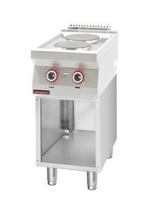 Kuchnia elektryczna 2 płyty okrągłe 2x2,6 kW na podstawie szafkowej otwartej, 400x700x900 mm | KROMET, 700.KE-2.S