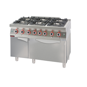 Kuchnia gazowa z piekarnikiem elektrycznym na szafce z drzwiami, 1200x700x900 mm | KROMET, 700.KG-6/PE-1T/SD