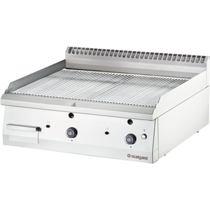 Płyta grillowa gazowa, chromowana, ryflowana, 13 kW, 700x800x250 mm | STALGAST, Linia 700