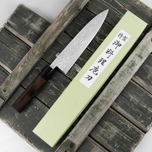 Nóż Miroshi Deba 210 mm | HIDEO KITAOKA, Shirogami Satin Damascus