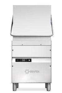 Zmywarka kapturowa, z elektronicznym sterowaniem, z pompą spustową i pompą wspomagającą płukanie, kosz: 500x500 mm, 9,9 kW, 720x735x1445/1880 mm | GRAFEN, HT14 OPTIMA2