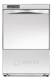 Zmywarka do szkła i naczyń, z elektromechanicznym sterowaniem, z dozownikiem płynu myjącego, kosz: 400x400 mm, 3,2 kW, 450x535x700 mm | GRAFEN, GS40M DDE