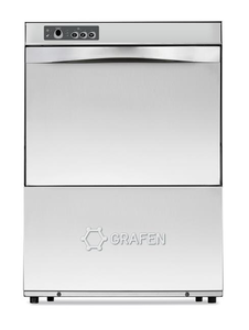 Zmywarka do szkła i naczyń, z elektromechanicznym sterowaniem, z dozownikiem płynu myjącego, kosz: 500x500 mm, 5,15 kW, 590x600x850 mm | GRAFEN, GS50M DDE