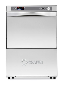 Zmywarka do szkła i naczyń, z elektronicznym sterowaniem, z dozownikiem płynu myjącego i pompą spustową, kosz: 500x500 mm, 5,15 kW, 590x600x850 mm | GRAFEN, GS50E PS DDE