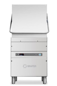 Zmywarka kapturowa, z elektronicznym sterowaniem, z dozownikiem płynu myjącego, pompą spustową i pompą wspomagającą płukanie, kosz: 500x500 mm, 10,12 kW, 720x735x1445/1880 mm | GRAFEN, HT11E PS DDE PAP