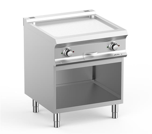 Płyta grillowa elektryczna, ze stali nierdzewnej, ryflowana, na podstawie z 3 stron zamkniętej, 10 kW, 700x730x850 mm | MBM, DominaPro 700