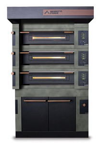 Piec do pizzy 3-komorowy z okapem i komorą rozrostu, elektryczny, 28,5 kW, 1370x1460x2105 mm, 18x pizza 300 mm | MORETTI FORNI, S100 Icon