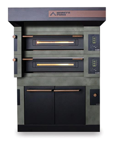Piec do pizzy 2-komorowy z okapem i komorą rozrostu nawilżaną, elektryczny, 25,75 kW, 1660x1460x1945 mm, 16x pizza 300 mm | MORETTI FORNI, S120 Icon