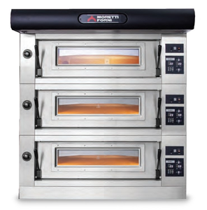 Piec do pizzy 3-komorowy z okapem i bazą, elektryczny, 28,8 kW, 1320x1650x1450 mm, 27x pizza 300 mm | MORETTI FORNI, Amalfi