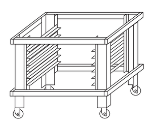 Podstawa z prowadnicami na kołach, wysokość 600 mm | MORETTI FORNI, MFAMALFIDSP60