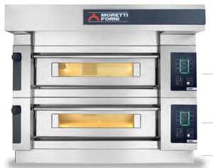 Piec do pizzy 2-komorowy z okapem i bazą, elektryczny, 26,4 kW, 1370x1990x1070 mm, 18x pizza 300 mm | MORETTI FORNI, S105