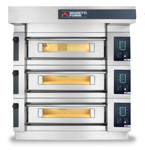 Piec do pizzy 3-komorowy z okapem i bazą, elektryczny, 51,9 kW, 1660x1990x1430 mm, 48x pizza 300 mm | MORETTI FORNI, S125