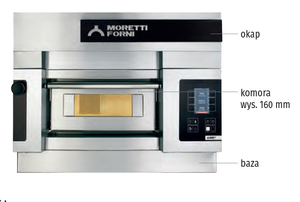 Piec do pizzy 2-komorowy z okapem i bazą, elektryczny, 10,2 kW, 890x1460x1070 mm, 4x pizza 450 mm | MORETTI FORNI, S50