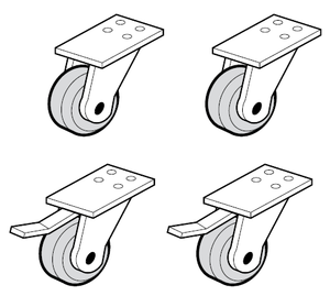 Zestaw 4 kół, 2 z hamulcem | PRIMAX, 9810001