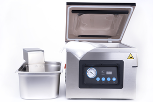 [Zestaw] Cyrkulator Sous-Vide 2300 W + Pakowarka próżniowa komorowa, z pompą olejową, 1100W + Worki do pakowarki próżniowej 200x300 mm - 100 szt. + Pojemnik GN 1/1 200 mm ze stali nierdzewnej | TECHNICA
