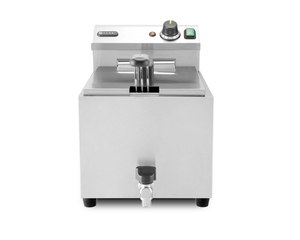 Frytownica elektryczna jednokomorowa 10 l z kranem spustowym, nastolna, 6,6 kW, 400 V, 302x687x375 mm | HENDI, Profi Line
