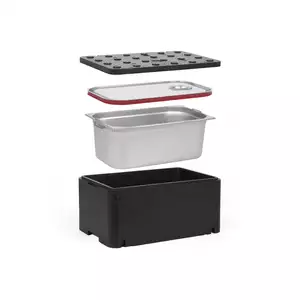 [Zestaw] Pojemnik termoizolacyjny GN 1/1 250 mm Essential Line +  Pojemnik GN 1/1 200 mm, z uchwytami, ze stali nierdzewnej + pokrywa z uszczelką silikonową