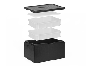 [Zestaw] Pojemnik termoizolacyjny, piekarniczy 300 mm | Silver Line + 2x Pojemnik na ciasto do pizzy 600x400x130 mm + pokrywa