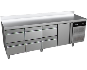 Stół chłodniczy 1-drzwiowy z 6 szufladami, 564 l, 2542x700x850 mm, 0,224 kW | FAGOR, Snack