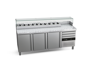 Stół do pizzy 3-drzwiowy, 505 l, 2110x700x854 mm, 0,26 kW | FAGOR, Compact