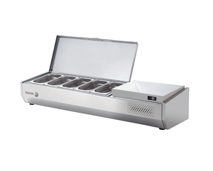 Nadstawka chłodnicza z osłoną ze stali nierdzewnej, 5x GN 1/4, 1342x336x250 mm, 0,1 kW | FAGOR, SPT-2G