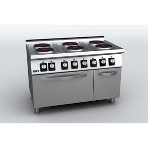 Kuchnia elektryczna z 6 polami grzewczymi, wolnostojąca z piekarnikiem elektrycznym, 21,6 kW, 1200x730x850 mm | FAGOR, Linia 700 Kore