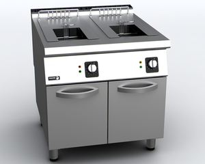 Frytownica elektryczna dwukomorowa 2x 15 l z kranem spustowym, wolnostojąca z drzwiami, 24 kW, 400 V, 800x930x850 mm   | FAGOR, F-E9215