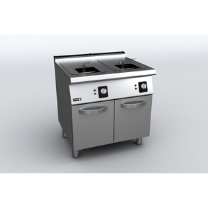 Frytownica gazowa G30 propan-butan dwukomorowa 2x 15 l z kranem spustowym, wolnostojąca z drzwiami, 30 kW, 230 V, 800x730x850 mm | FAGOR, F-G7215