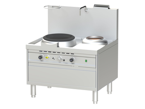 Kuchnia gazowa wok z neutralnym pojemnikiem na zupę, 1-palnikowa, wolnostojąca, 40,19 kW, 1100x900x1200 mm | NAYATI, Serie 900
