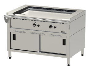 Płyta grillowa gazowa, ze stali nierdzewnej, gładka, wolnostojąca, 14 kW, 1200x870x850 mm | NAYATI, TP12/JG