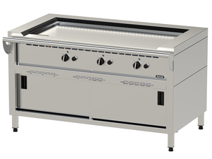 Płyta grillowa gazowa, ze stali nierdzewnej, gładka, wolnostojąca, 21 kW, 1440x870x850 mm | NAYATI, TP15/JG