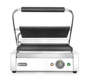 Grill kontaktowy PANINI pojedynczy ryflowany, 430x370x210 mm | HENDI, 263655