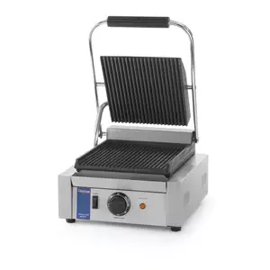 Grill kontaktowy pojedynczy ryflowany, 290x370x210 mm | HENDI, 263501