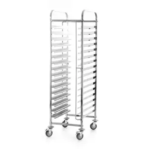 Wózek na 16xGN 1/1 lub 16 blach piekarniczych 600x400 mm transportowy ze stali nierdzewnej 470x620x1700 | TECHNICA, Silver Line
