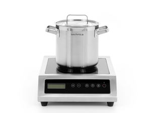 [Zestaw] Kuchenka indukcyjna nastawna 3,5 kW + Garnek wysoki 6,3 l o średnicy 200 mm z pokrywką | TECHNICA, Platinum Line