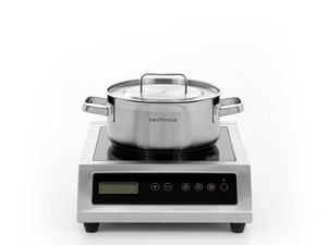 [Zestaw] Kuchenka indukcyjna nastawna 3,5 kW + Garnek niski 5 l o średnicy 240 mm z pokrywką | TECHNICA, Platinum Line