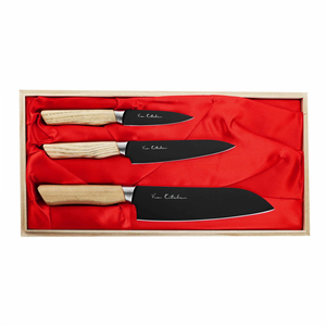 Zestaw 3 noży w drewnianym pudełku | SATAKE, Black Ash