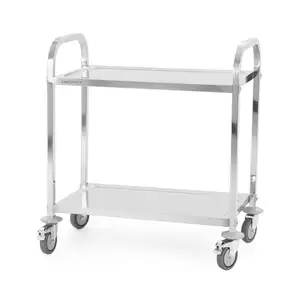 Wózek kelnerski 2-półkowy ze stali nierdzewnej uchwyt o profilu kwadratowym 750x400x835 mm | TECHNICA, Silver Line