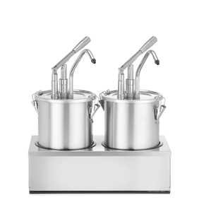 Zestaw 2 pojemników z dyspenserem do sosów z podstawą z adapterem, 9 l, 400x200x440 mm | HENDI, 558119
