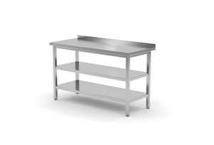 Stół przyścienny z dwiema półkami, spawany, 1700x700x850 mm | TECHNICA, 10421770